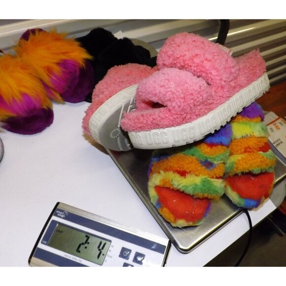 Size 7 UGG Oh Fluffita Fluff Yeah Slippers Pink & Rainbow Sherbert 2 Pairs 1 Prc - Picture 15 of 15